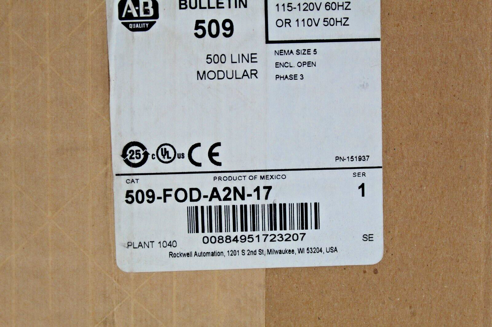 Allen Bradley 509-FOD-A2N-17 Starter