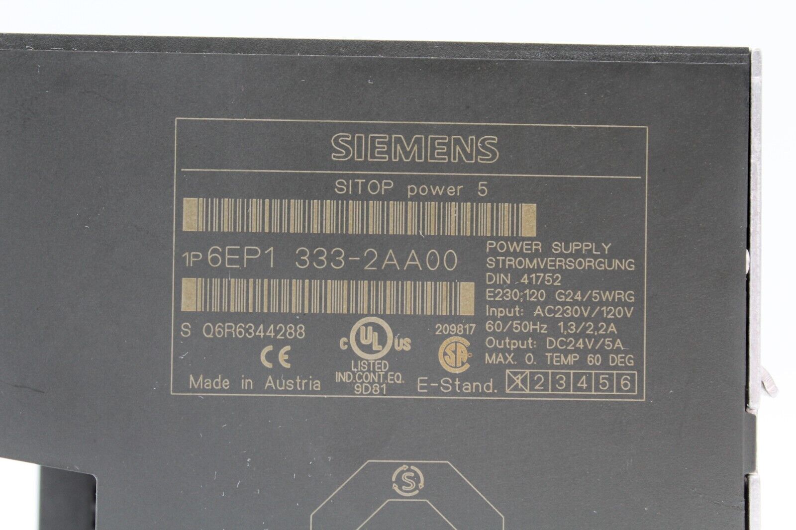 Siemens 6EP1 333-2AA00 Sitop 5 Power Supply