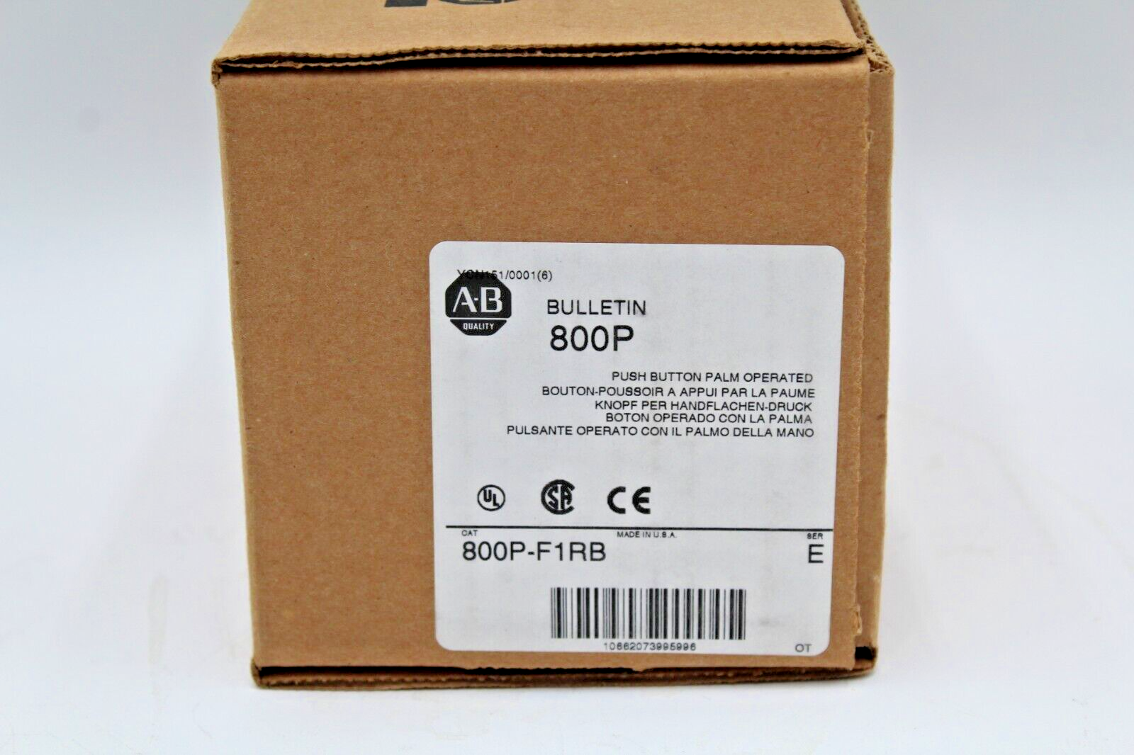 Allen-Bradley 800P-F1RB Palm-Operated Push Button