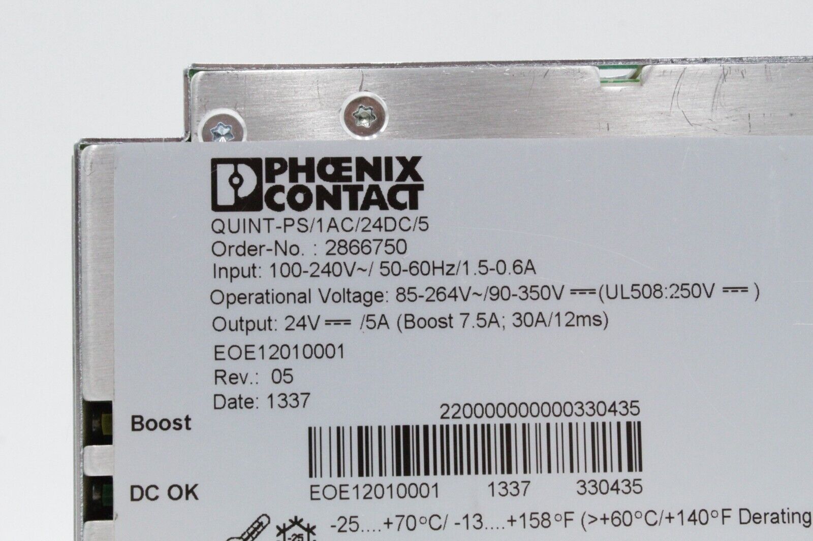 Phoenix Contact QUINT-PS/1AC/24DC/5 1-Phase Power Supply