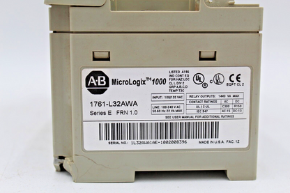 Allen-Bradley 1761-L32AWA MicroLogix 1000 Controller (See Description)