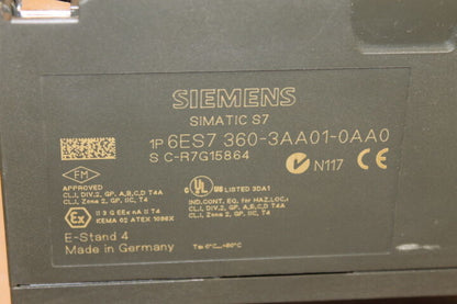 SIEMENS 6ES7 360-3AA01-0AA0 SIMATIC S7 INTERFACE 6ES73603AA010AA0