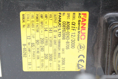 Fanuc A06B-0243-B705 Straight Shaft AC Servo Motor