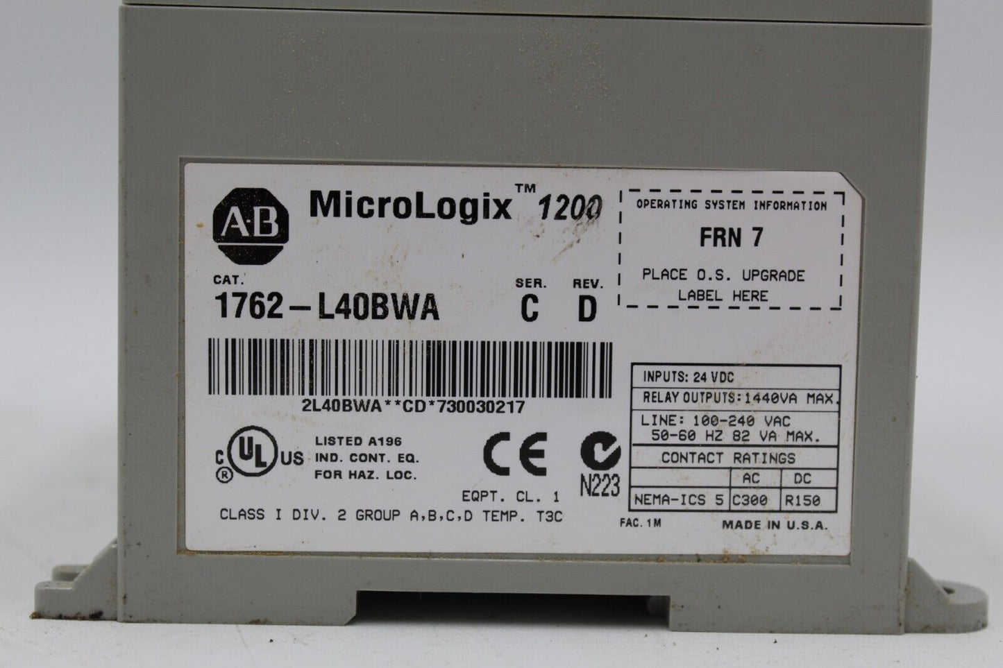 Allen-Bradley 1762-L40BWA MicroLogix 1200 Programmable Controller