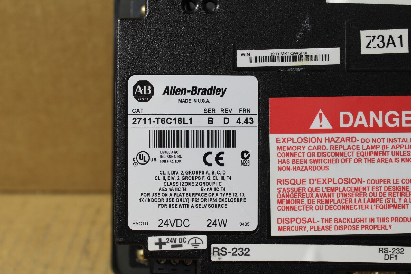 Allen-Bradley 2711-T6C16L1 Panelview 600 (Tape Residue)