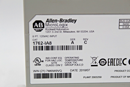 Allen-Bradley 1762-IA8 MicroLogix 1200 Input Module