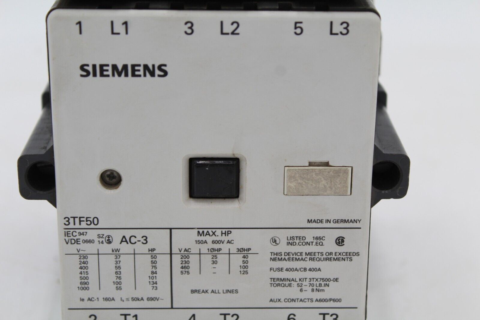 Siemens 3TF5022-0AL1 Contactor