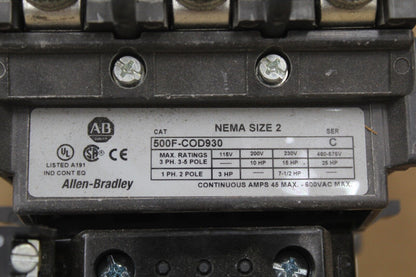Allen Bradley 500F-COD930 Starter W/ Heaters