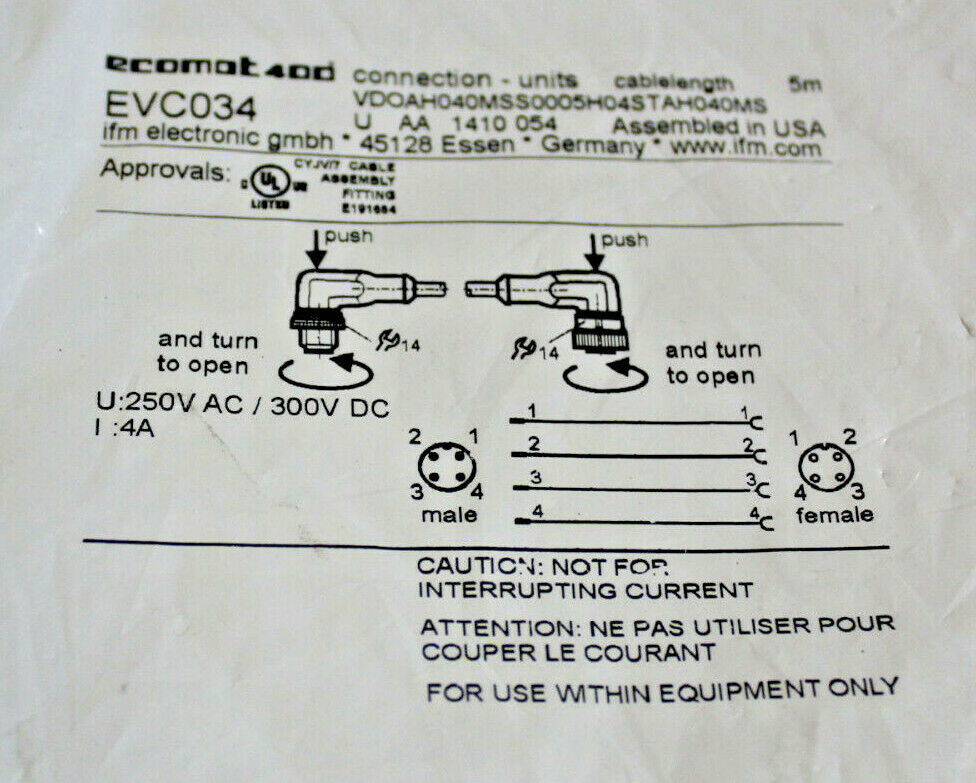 IFM Ecomot 400 EVC034 Cable