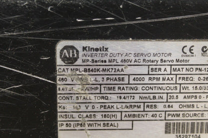 Allen Bradley MPL-B540K-MK72AA Servo Motor