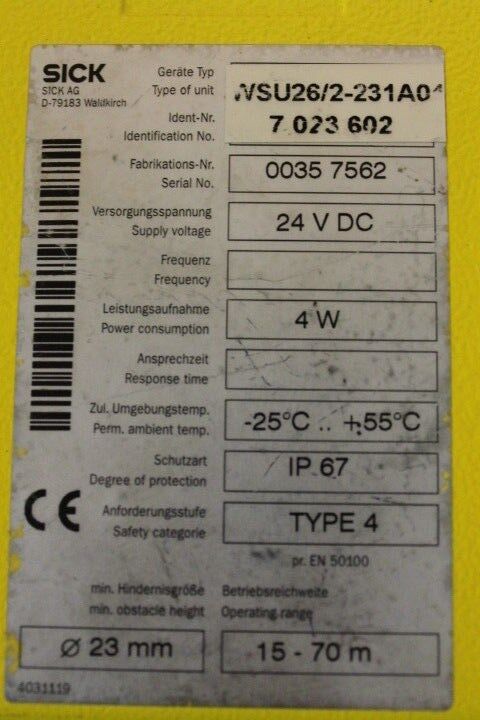 SICK WSU26/2-231A01 Optic Electronic