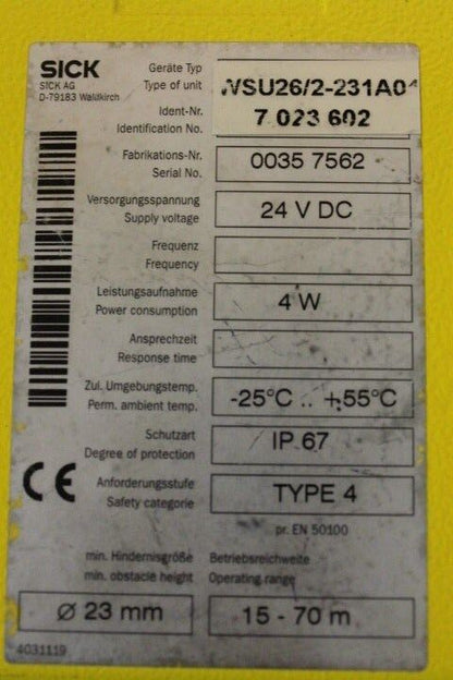 SICK WSU26/2-231A01 Optic Electronic