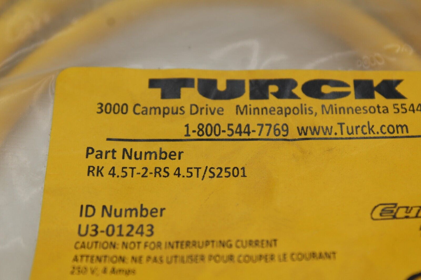 Turck RK4.5T-2-RS 4.5T/S2501 Double Ended Cordset