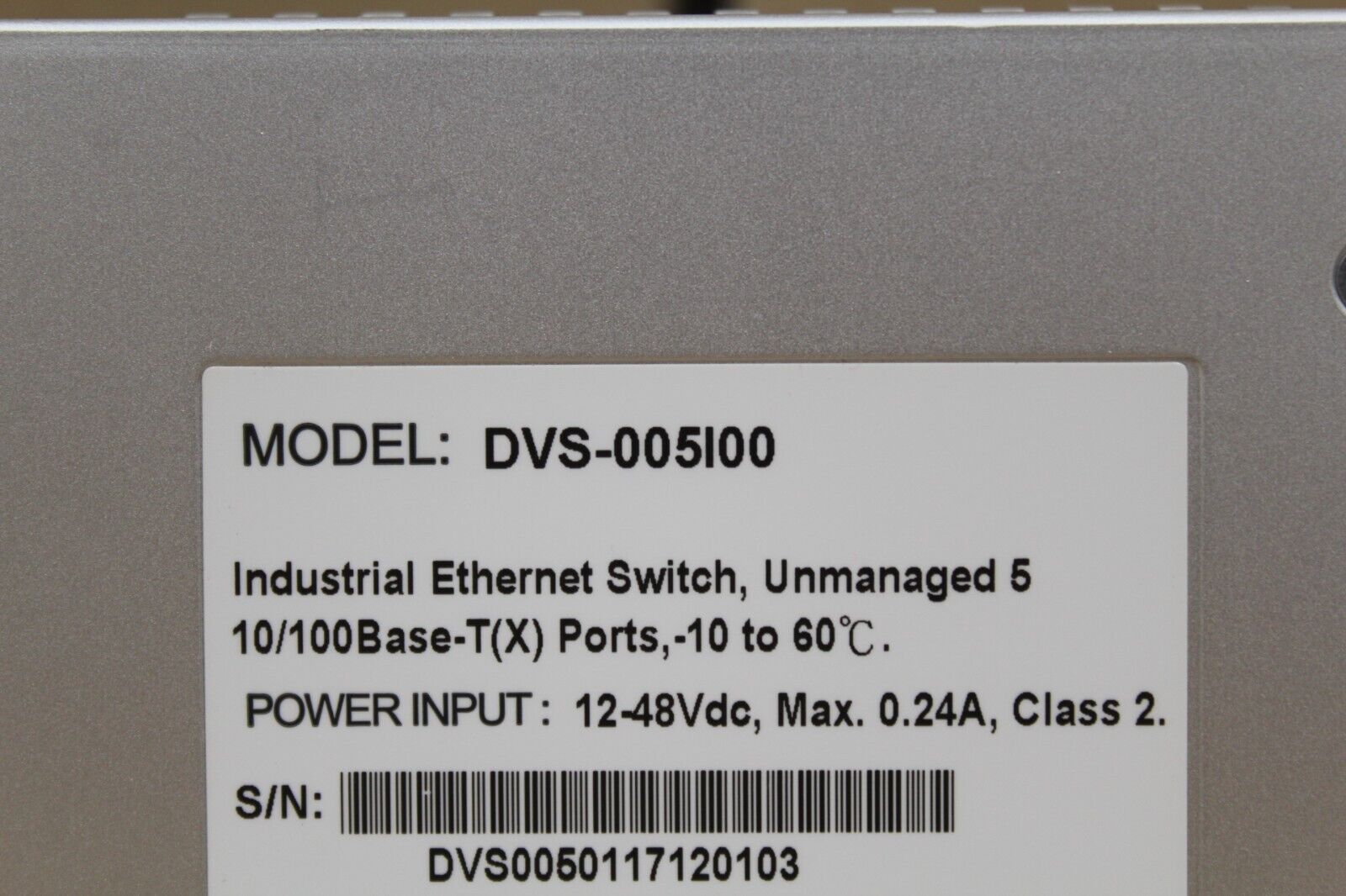 Delta DVS-005I00 Ethernet Port