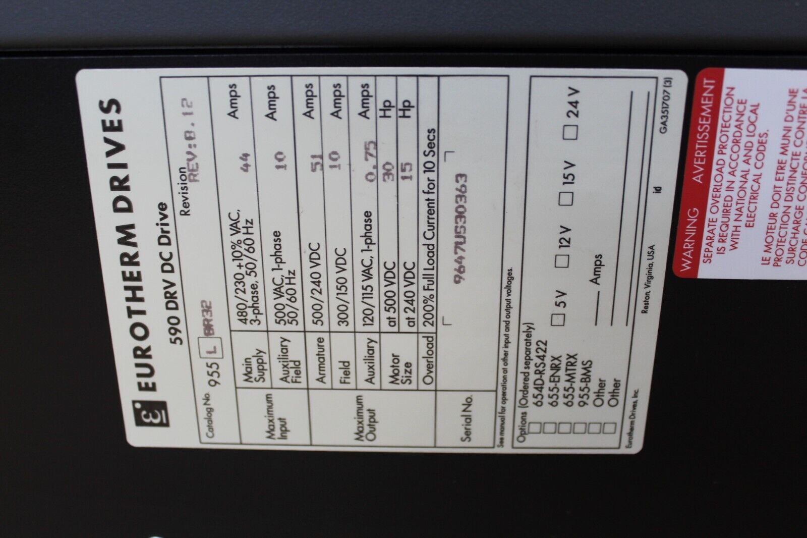 Eurotherm Drives 955L8R32 590 Link DC Drive