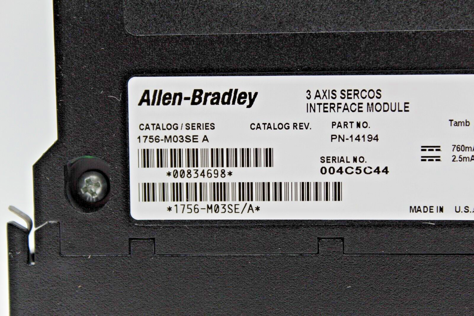 Allen-Bradley 1756-M03SE Ser A 3 Axis Sercos Interface Module