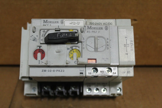 Moeller ZM-32-8-PKZ2 Manual Motor Protector Circuit Breaker and RS-PKZ2 Contact