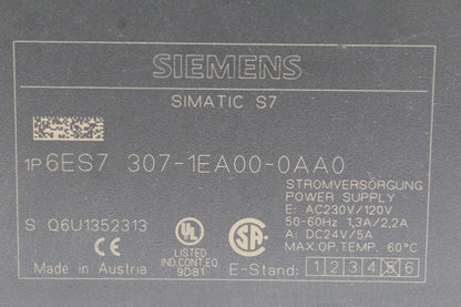 Siemens 6ES7 307-1EA00-0AA0 Simatic S7 Power Supply