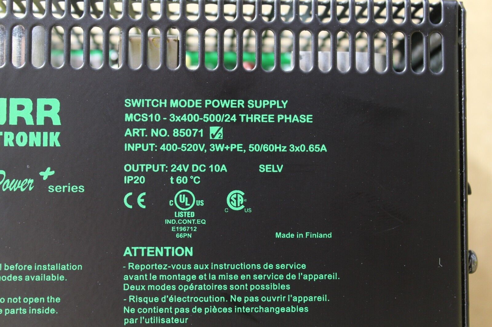 Murr Elektronik MCS10-3x400-500/24 3-Phase Switch Mode Power Supply