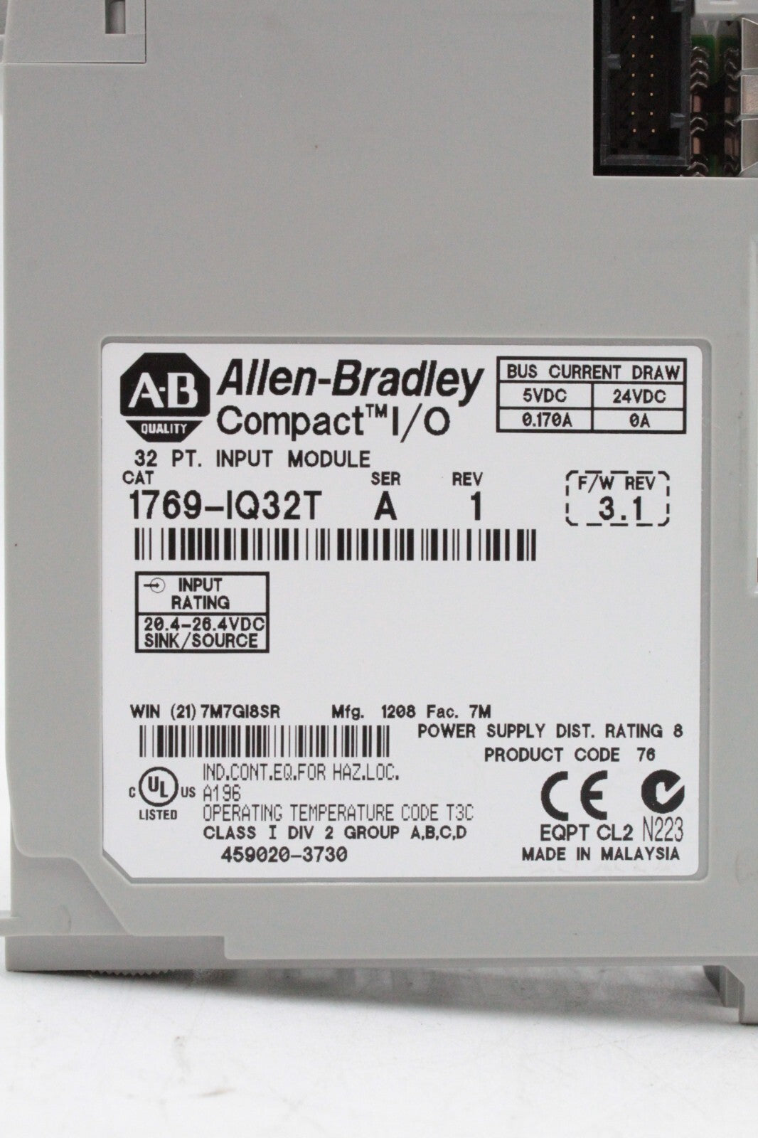 Allen-Bradley 1769-IQ32T Compact I/O 32 Pt. Input Module (No Door)