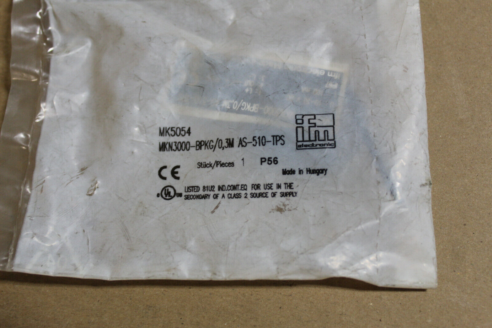 IFM MKN3000-BPKG/0,3M AS-510-TPS Sensor MK5054 (Lot of 2)