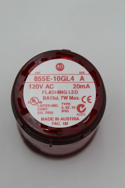 Allen Bradley 855E-10GL4 Red Flashing Stack Light