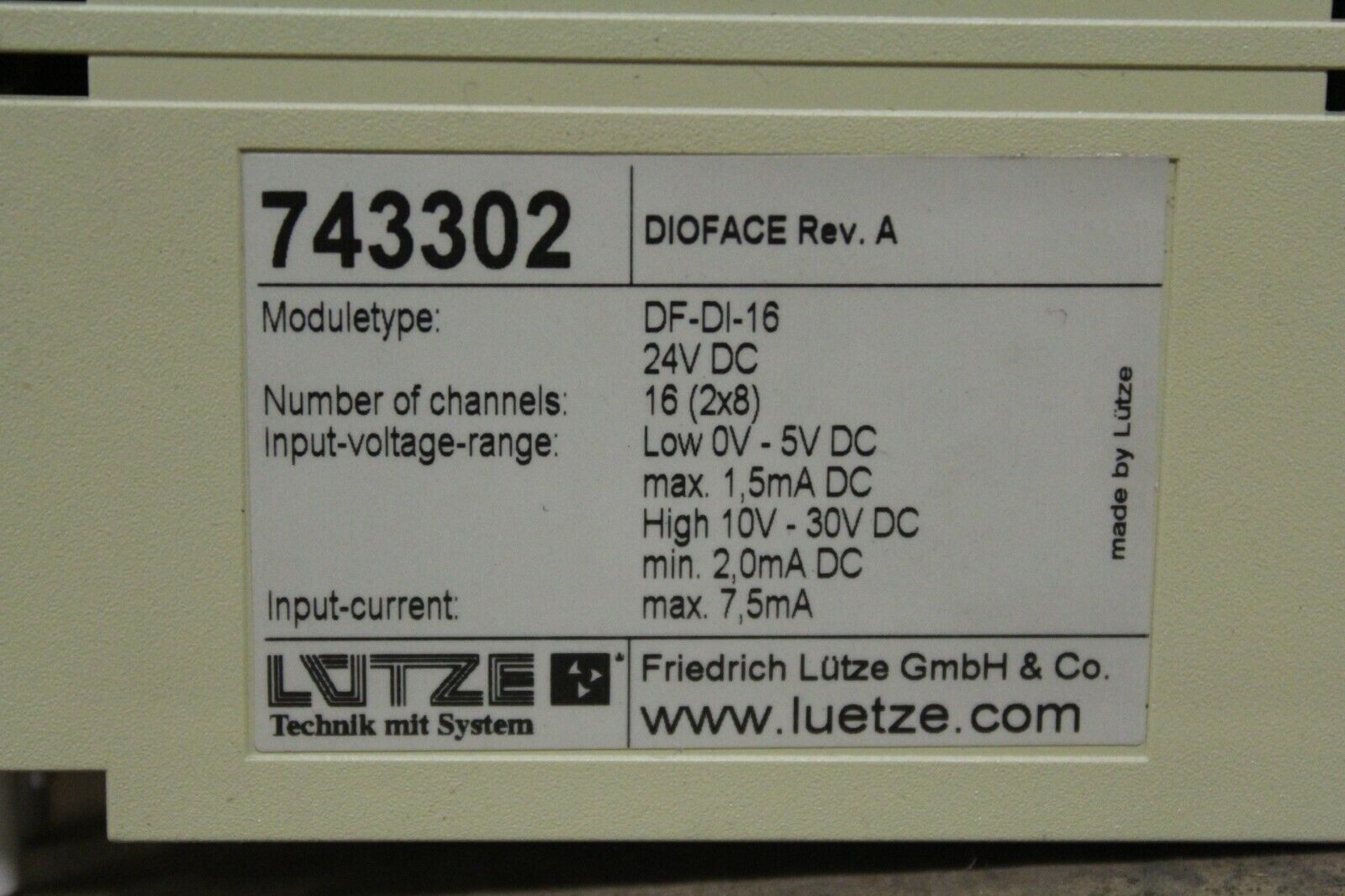 Lutze 743302 Digital Input