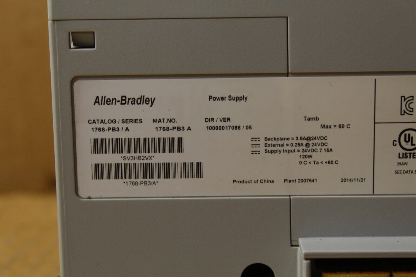 Allen-Bradley 1768-PB3/A Power Supply Module 24VDC