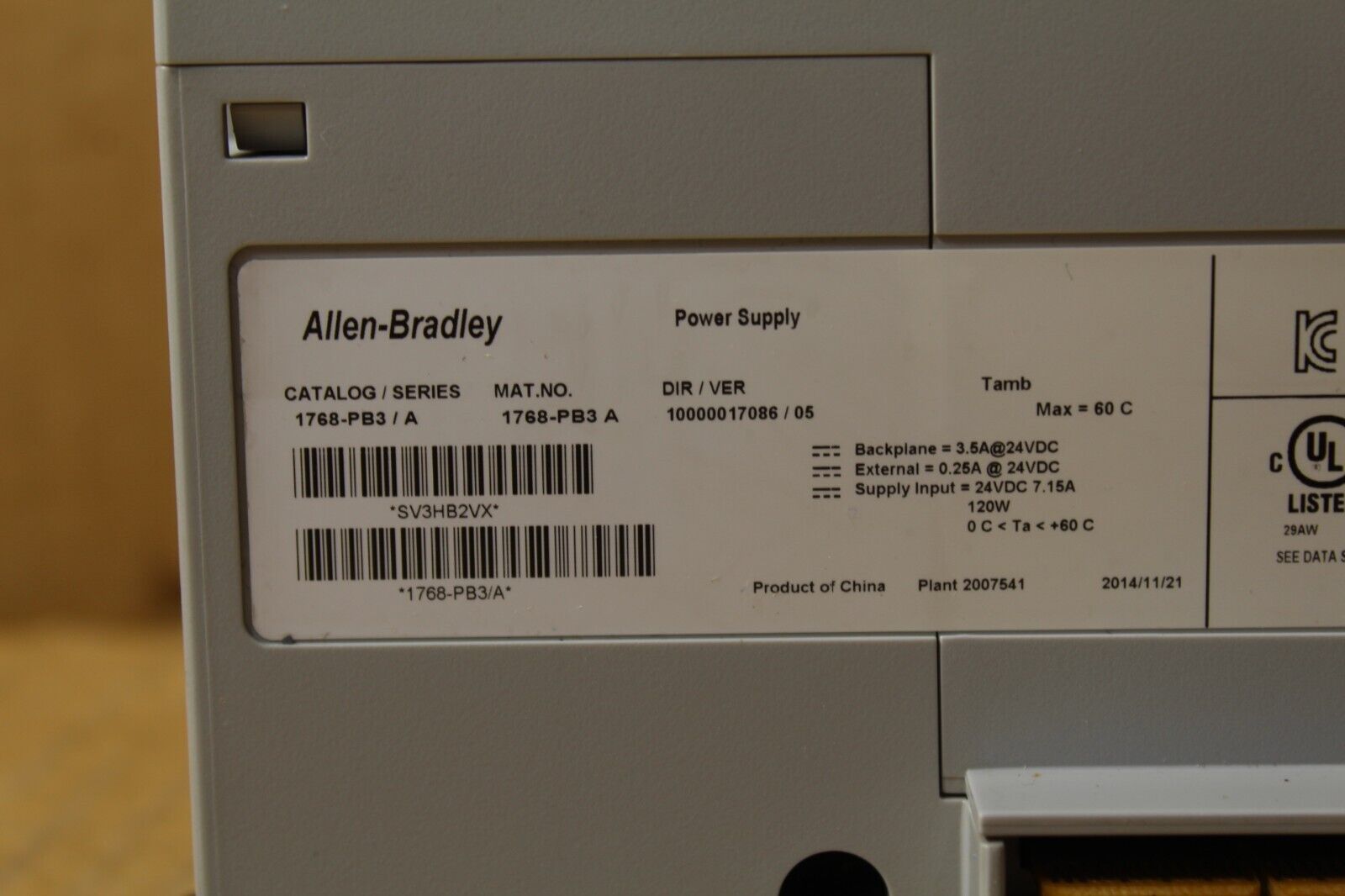 Allen-Bradley 1768-PB3/A Power Supply Module 24VDC