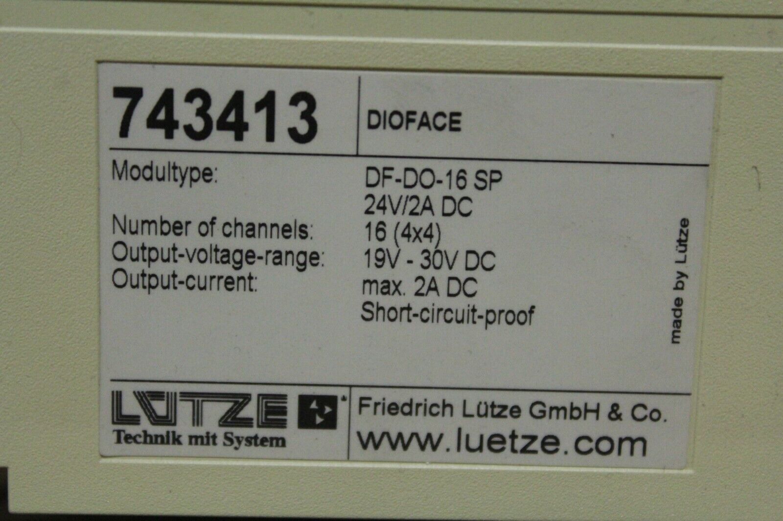 Lutze 743413 Digital Output