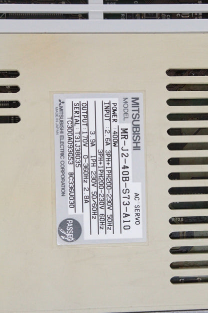 Mitsubishi MR-J2-40B AC Servo Drive (Missing Top Plastic)