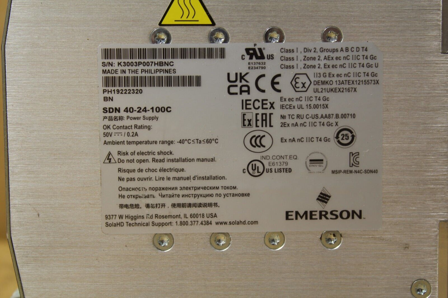 Emerson Sola SDN 40-24-100C Power Supply