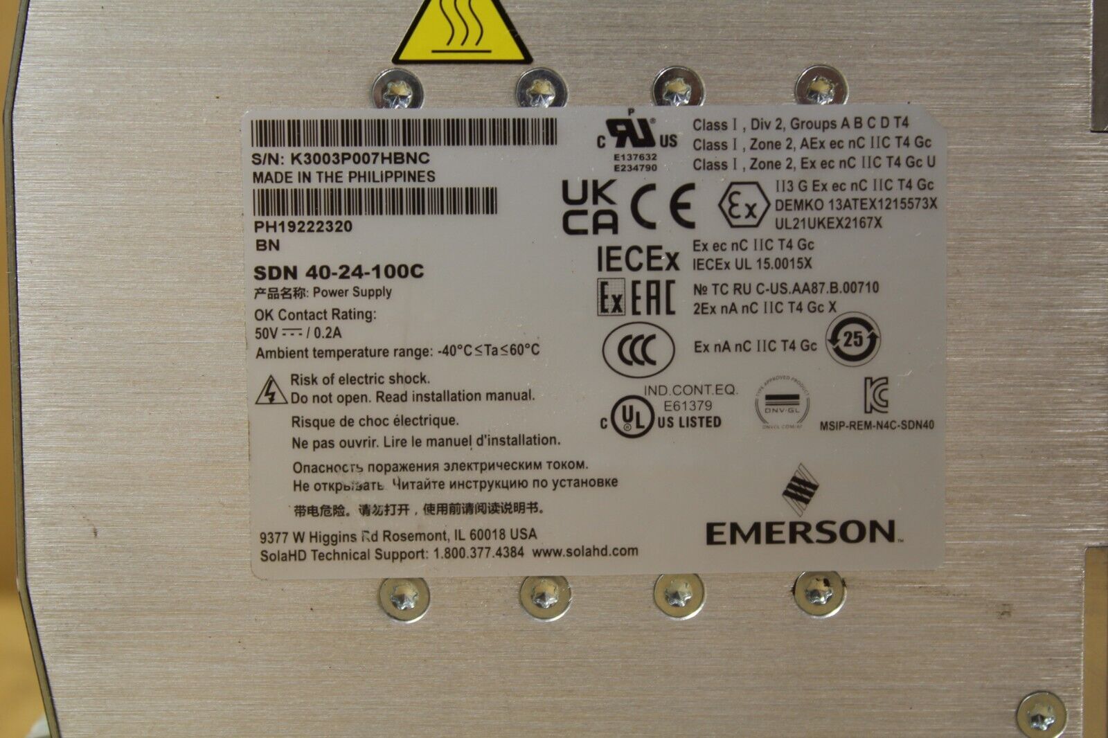 Emerson Sola SDN 40-24-100C Power Supply