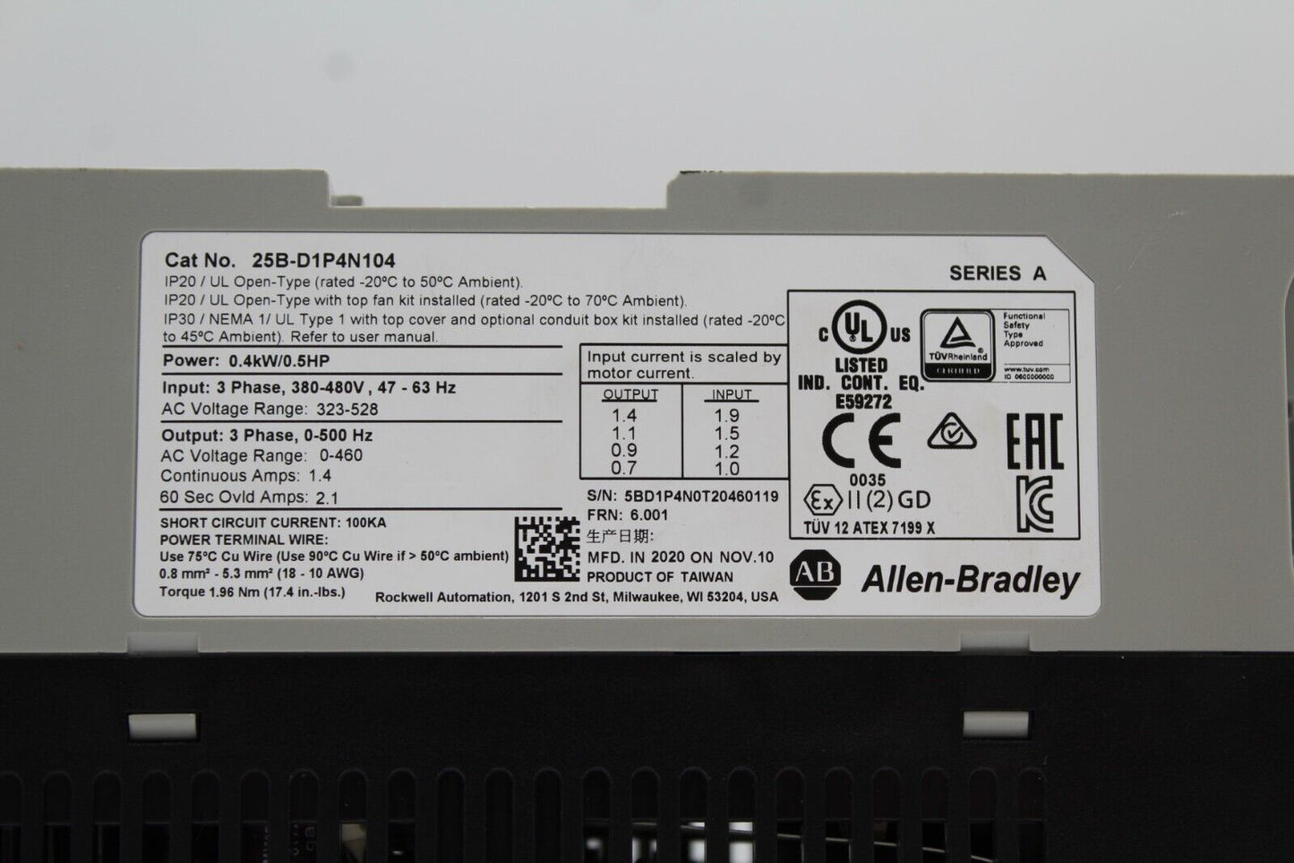 Allen-Bradley 25B-D1P4N104 PowerFlex 525 Drive