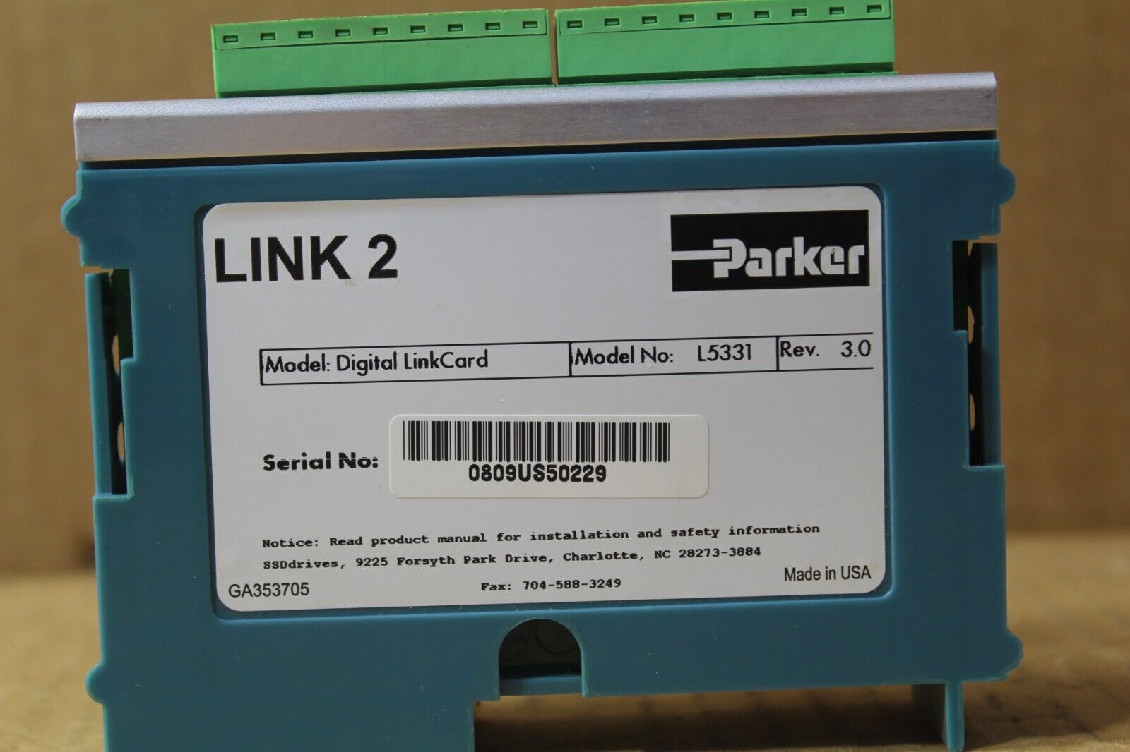 Parker SSD Eurotherm Drives L5331 Digital LinkCard Rev. 3.0