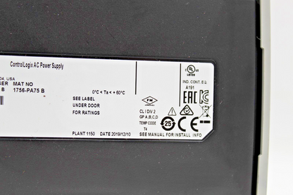 Allen-Bradley 1756-PA75 ControlLogix AC Power Supply NNB