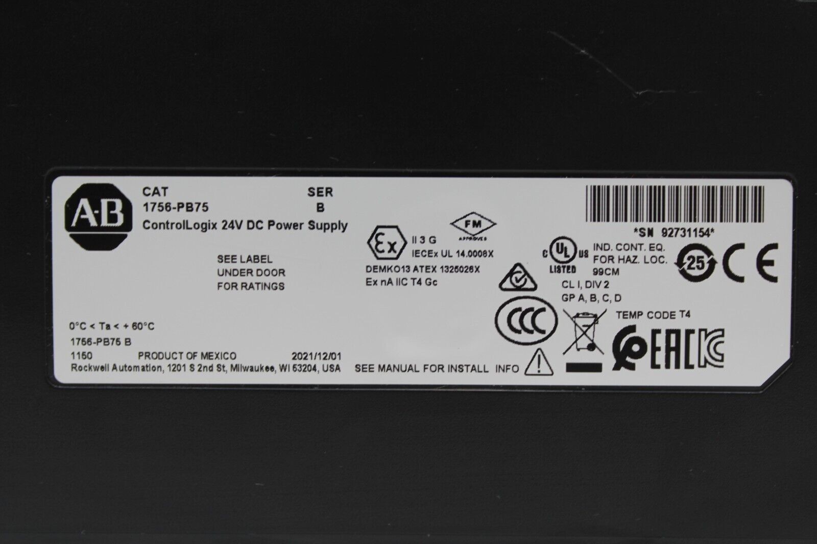 Allen-Bradley 1756-PB75 Power Supply Module