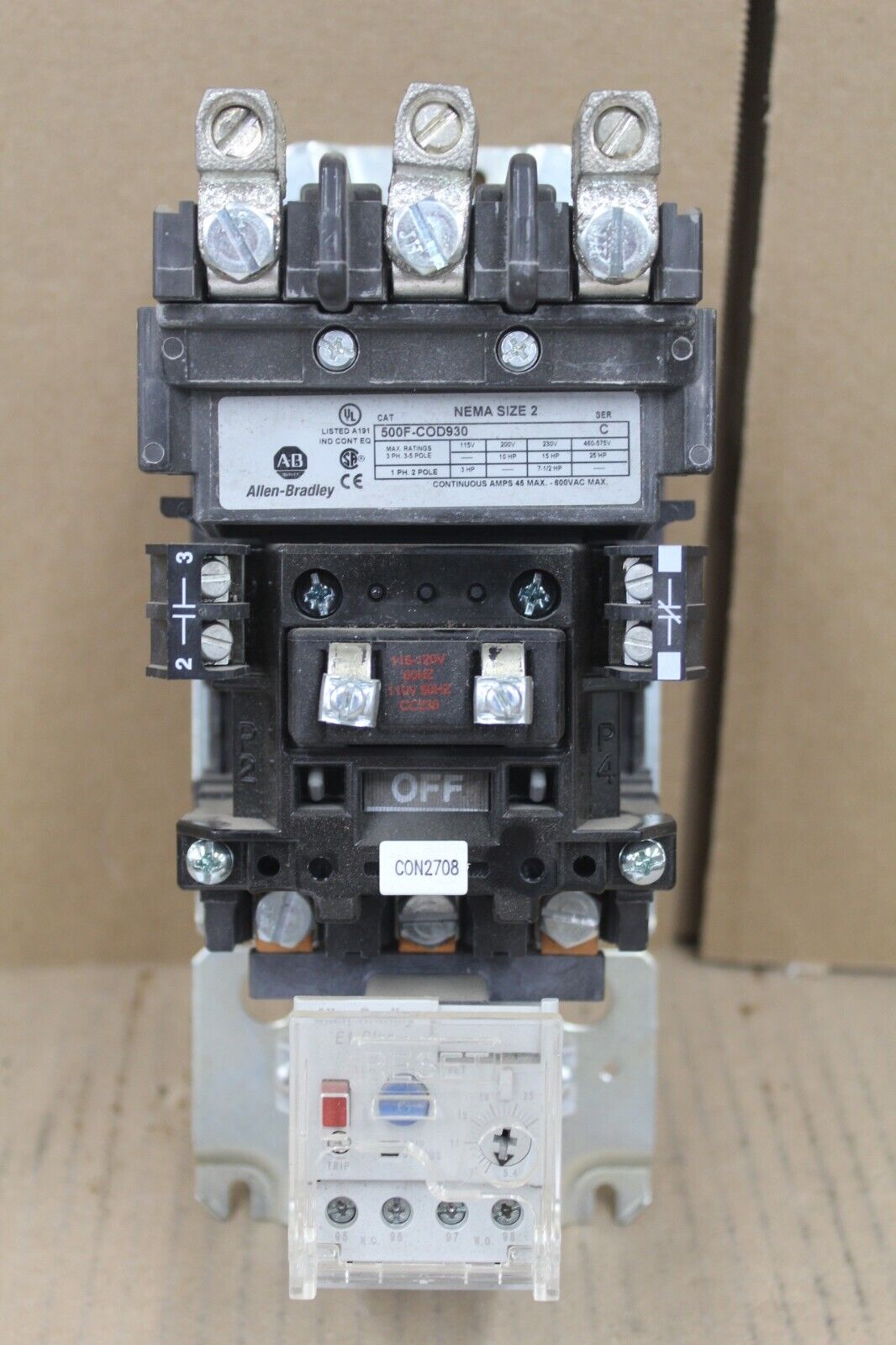Allen Bradley 500F-COD930 Starter W/ Relay