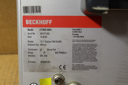Beckhoff CP7802 0001 Industrial Touch Screen Control Panel