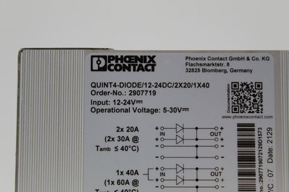 Phoenix Contact QUINT4-DIODE/12-24DC/2X20/1X40 Power Supply