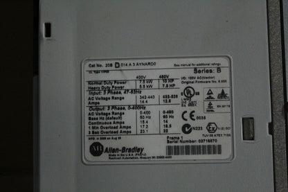 Allen Bradley 20BD014A3AYNARD0 PowerFlex 700 Ser. B