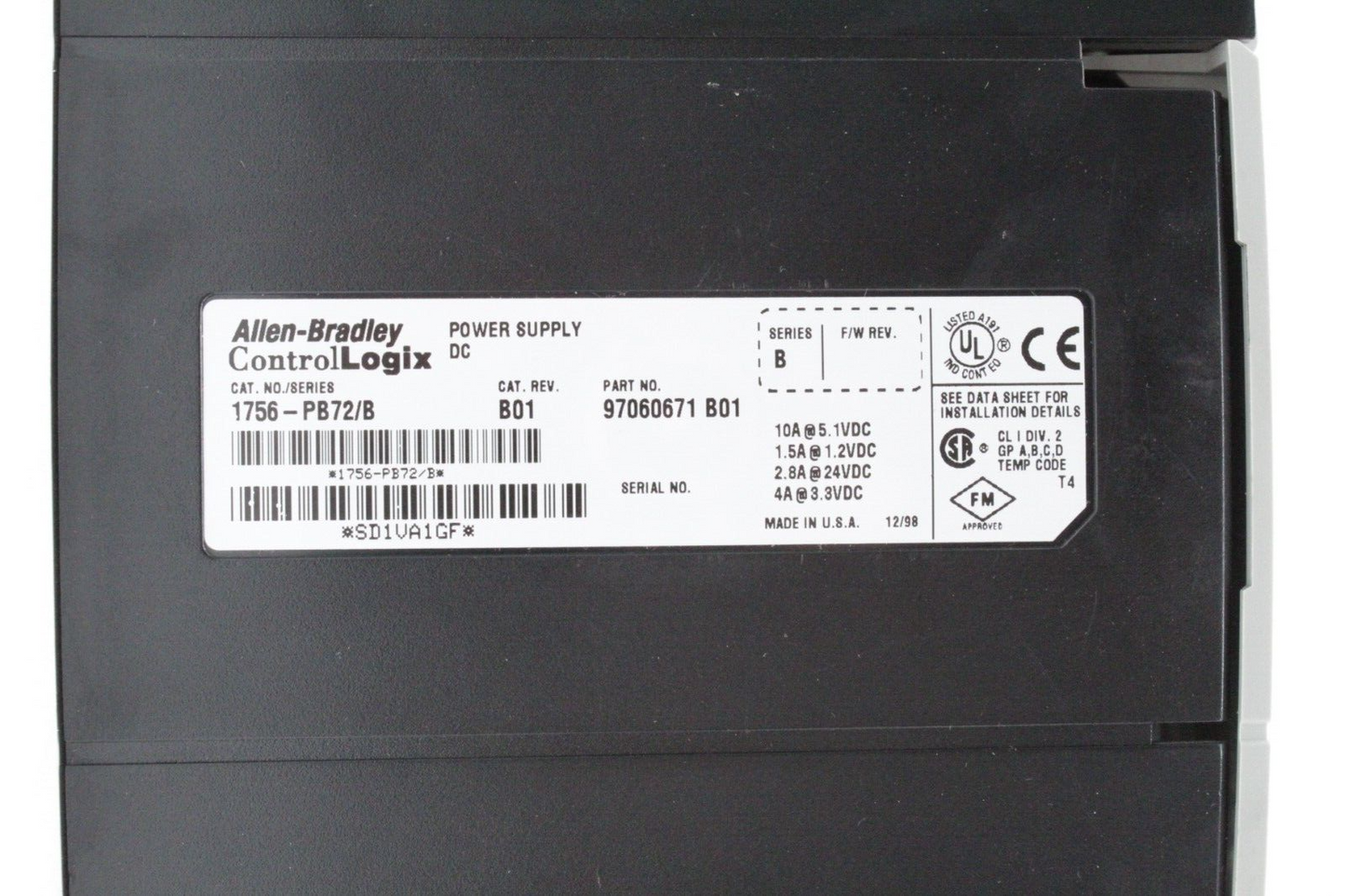 Allen-Bradley 1756-PB72 /B ControlLogix DC Power Supply