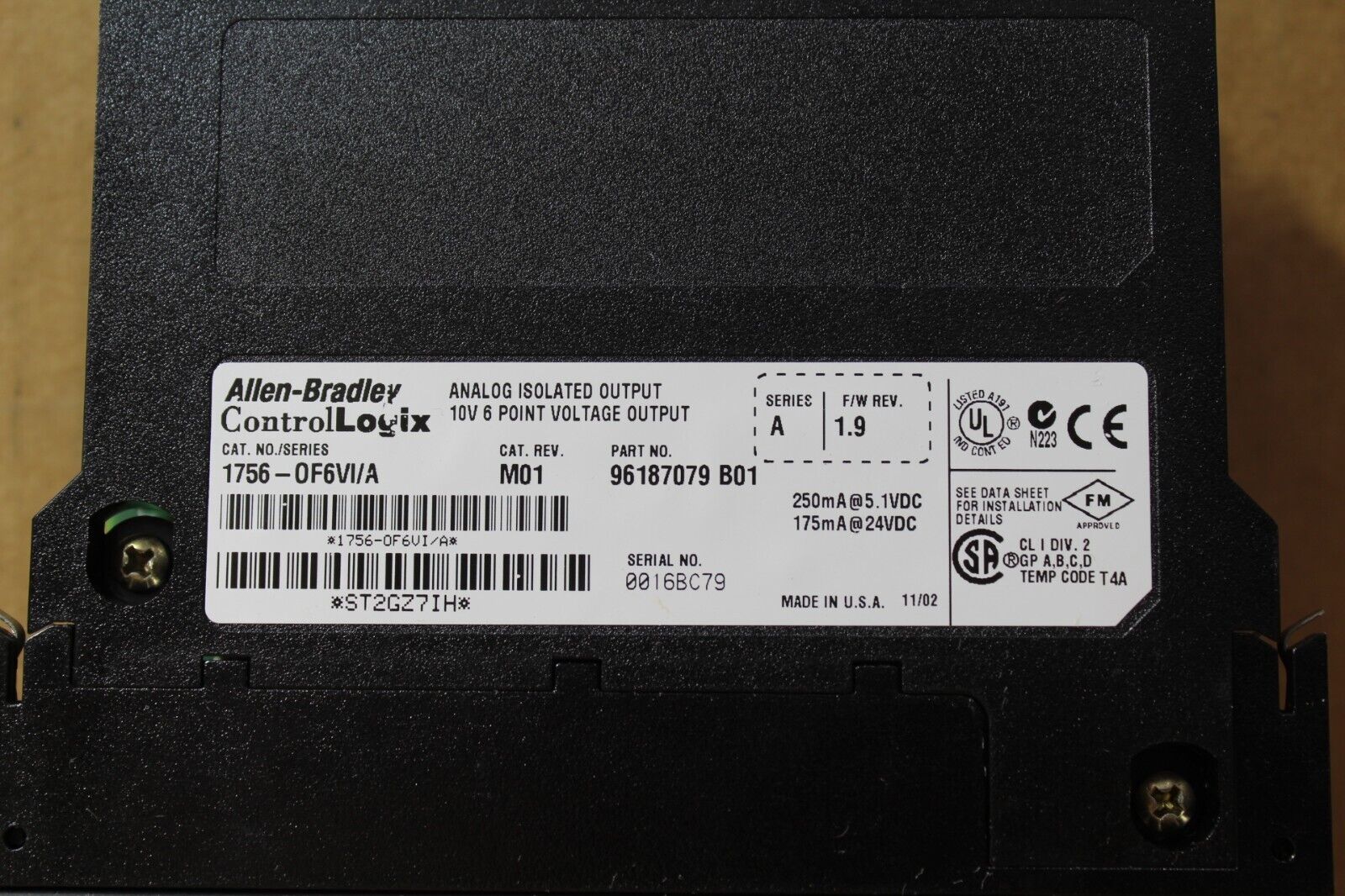 Allen-Bradley 1756-OF6VI/A ControlLogix Analog Isolated Output Module