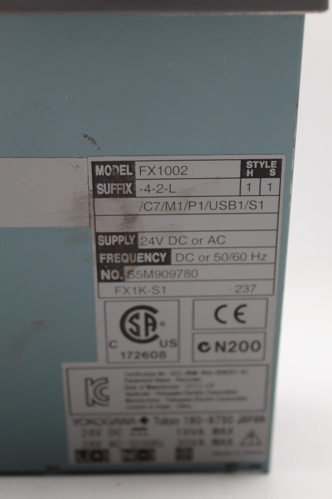 Yokogawa FX1002-4-2-L/C7/M1/P1/USB1/S1 Paperless Recorder