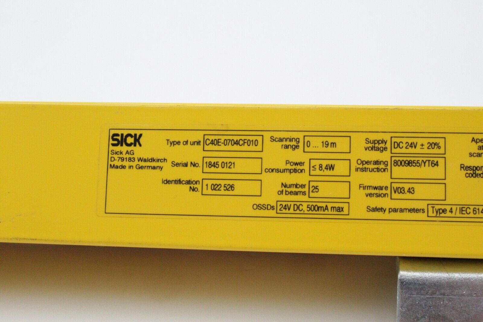 Sick C40E-0704CF010 C4000 Light Curtain