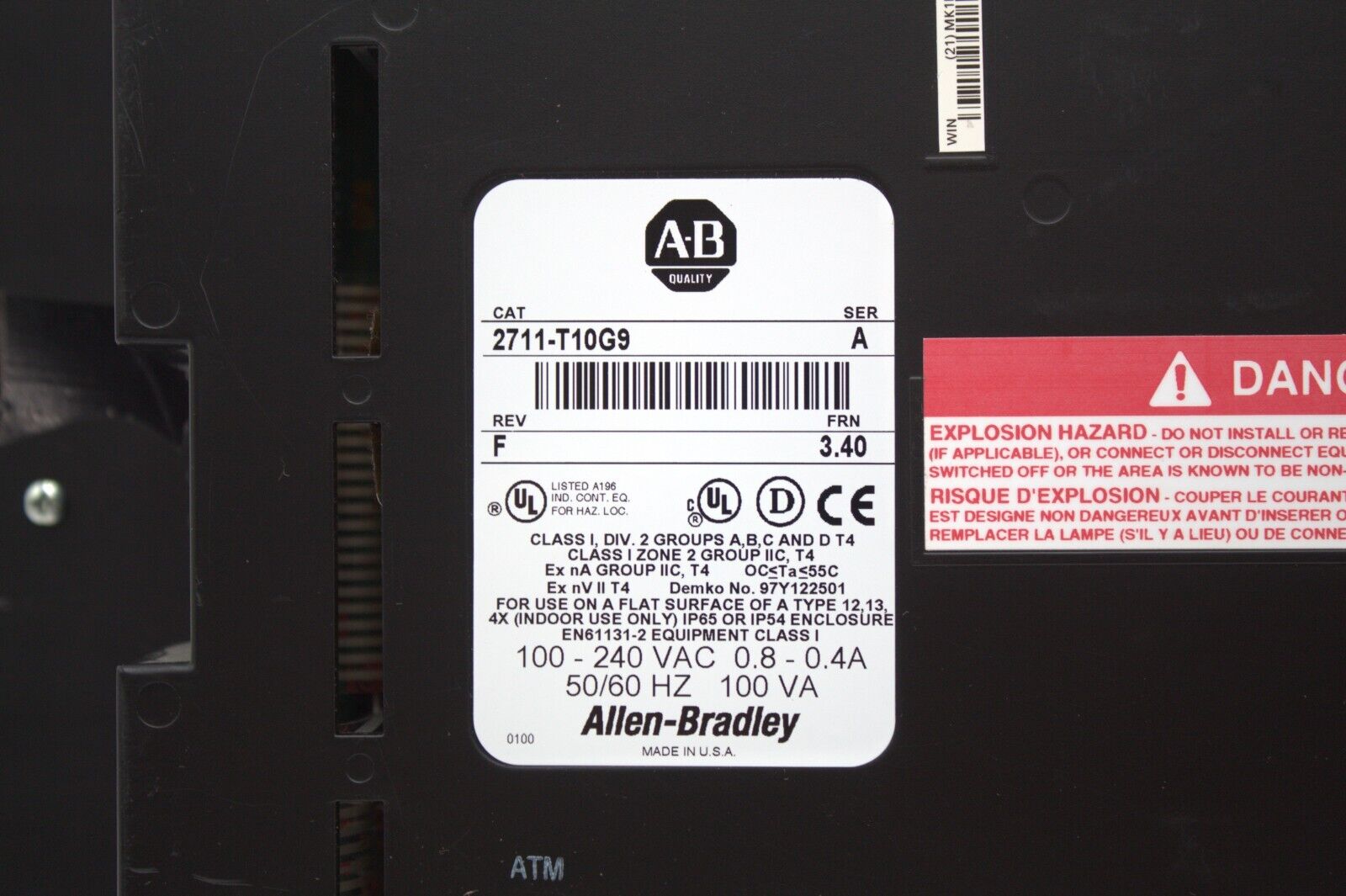 Allen-Bradley 2711-T10G9 PanelView 1000 Touch Panel