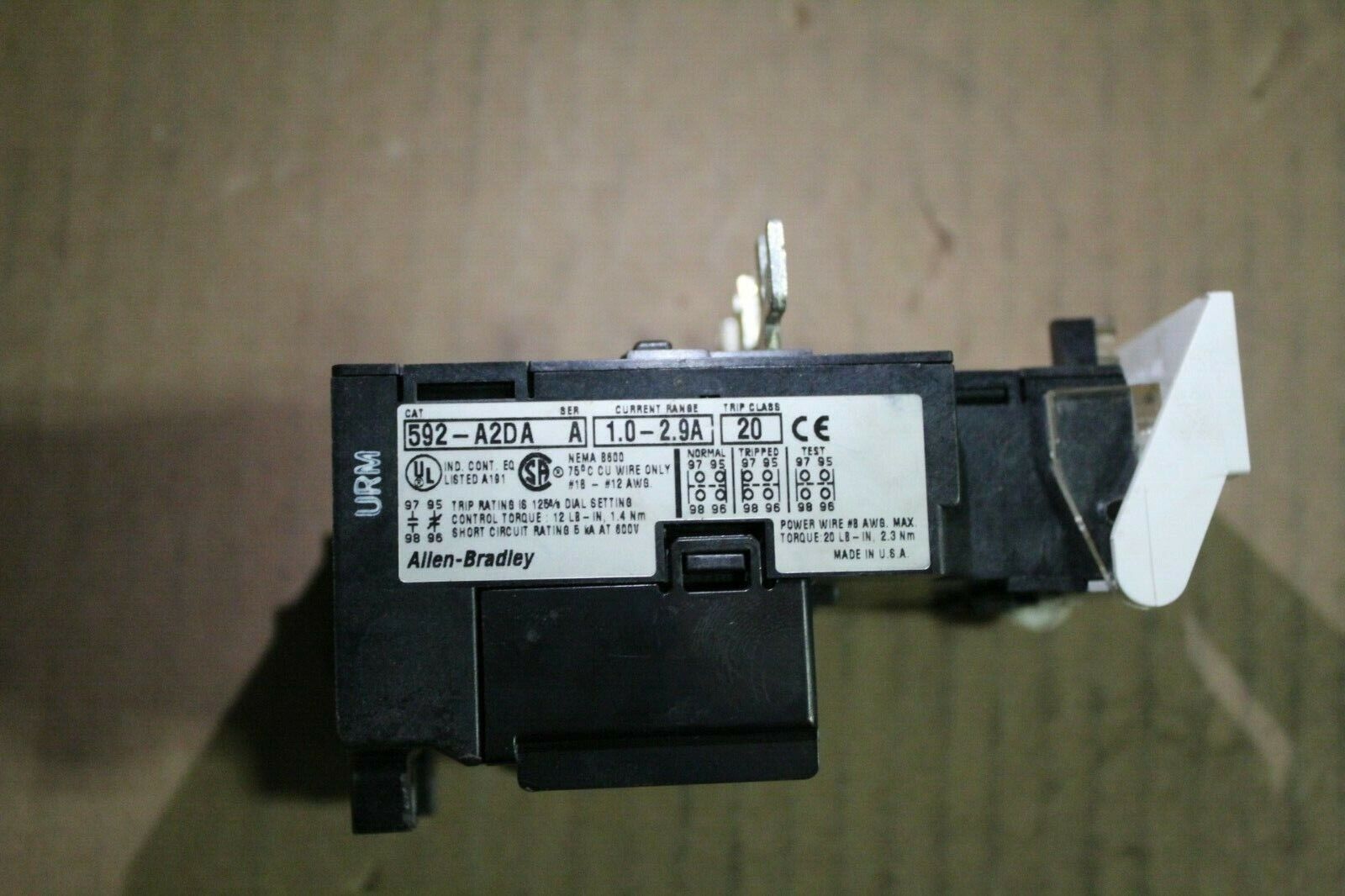 Allen Bradley 592-A2DA Relay Ser. A Current Range 1.0-2.9A