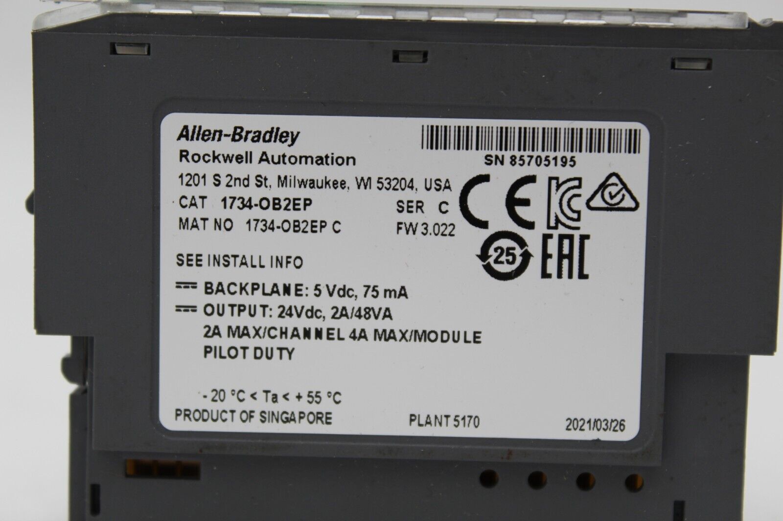 Allen-Bradley 1734-OB2EP 2 Channel Source Output Module