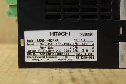 Hitachi WJ200-004MF Inverter (No Cover)