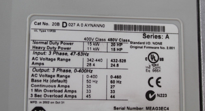 Allen-Bradley 20BD027A0AYNANN0 Powerflex 700